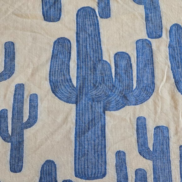NWT Anthropologie Blue Cactus Sea of Saguaros Square Scarf